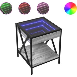 vidaXL - Nachtkastje - met - Infinity - LED - 40x40x49 - cm - grijs - sonoma - eiken