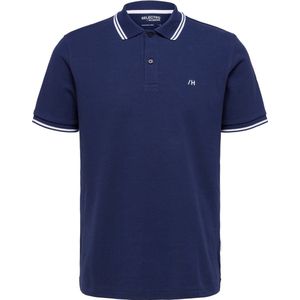 Selected - Heren Polo SS Dante Sport Polo - Blauw - Maat XXL