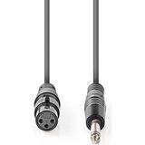 Nedis Ongebalanceerde Audiokabel - XLR 3-Pins Female - 6,35 mm Male - Vernikkeld - 1.50 m - Rond - PVC - Donkergrijs - Kartonnen Sleeve