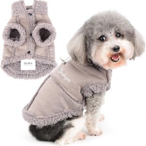 Hondenwinterjas voor kleine honden Schaarfleece Hondenjas Warme puppykleding Zacht huisdiervest met D-ring Winddicht Koud weer Kleding voor Chihuahua Yorkie Grijs S