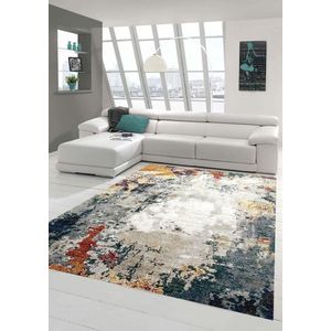 Goodivery ® Stijlvolle Moderne Vloerkleed met Abstract Design voor Woonkamer en Hal - Grijs, Blauw, Rood - 200 x 290 cm