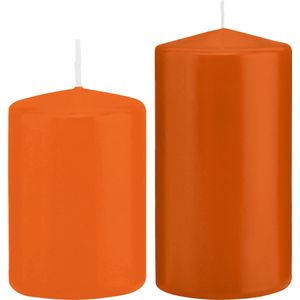 Trend Candles - Stompkaarsen set 2x stuks oranje 12 en 15 cm