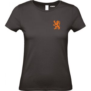 Dames t-shirt Holland Leeuw Klein Oranje | Koningsdag kleding | Oranje Shirt | Zwart Dames | maat XL