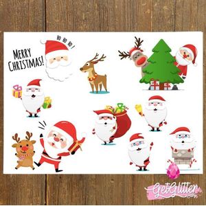 GetGlitterBaby® - Kerst Kinder Plak Tattoos / Tijdelijke Tattoo / Nep Tatoeage voor Kinderen - Kerstmin / Christmas / Kerstman / Rendier