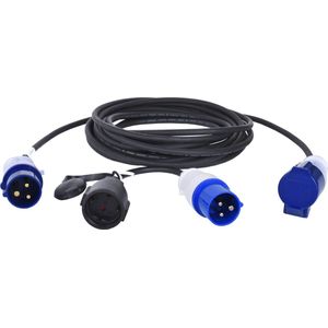 Verlengkabel Camping - CEE naar Schuko - 20 Meter + Verloopstekker - IP44 - 16A - 3500W