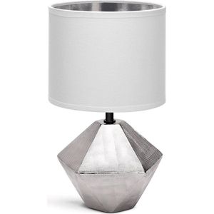 LED Tafellamp - Tafelverlichting - Igia Uynimo - E14 Fitting - Rond - Mat Wit/Zilver - Keramiek