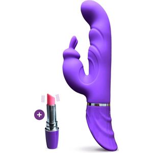 Zonovi Rabbit Tarzan Vibrator - Vibrators Voor Vrouwen - Met Stotende Werking - Clitoris & G-spot Stimulator - Dildo - Erothiek Sextoys - Met Mini Lipstick - Paars