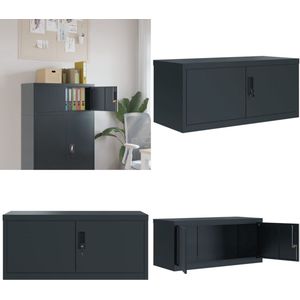 vidaXL Archiefkast 90x40x40 cm staal antracietkleurig - Archiefkast - Archiefkasten - Opbergkast - Kantoorkast