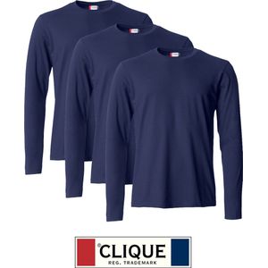 Clique 3 pack lichtgewicht T-shirt met lange mouwen Dark Navy maat S