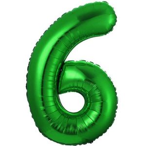 Folie Ballon Cijfer 6 Jaar Groen Verjaardag Versiering Cijfer ballonnen Feest versiering Met Rietje - 36Cm
