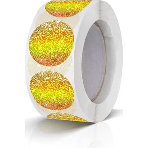 500 stuks Ronde Kleurcode Stickers in Laser Goud, 25 mm, Etiketten voor Kleine Plakpunten op Rol