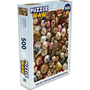 Puzzel Een set vintage kerstornamenten - Legpuzzel - Puzzel 500 stukjes - Kerst - Cadeau - Kerstcadeau voor mannen, vrouwen en kinderen