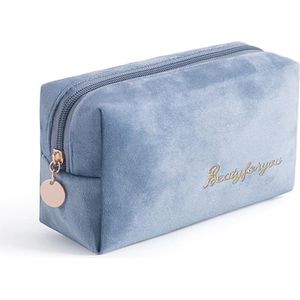 Toilettas voor dames en heren, make-uptas, groot, voor camping, badkamer, reizen, cosmetica, reizen, benodigdheden, geschenken, make-uptas, Borduurwerk Blauw, Cosmetica Huidverzorging Toiletartikelen