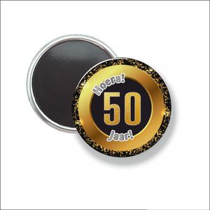 Button Met Magneet 58 MM - Hoera 50 Jaar - NIET VOOR KLEDING