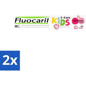 Fluocaril Kids - Bi-Fluoride - Tandpasta - Met Aardbeiensmaak - 3 tot 6 jaar - 50 ml - Voordeelverpakking - 2 stuks