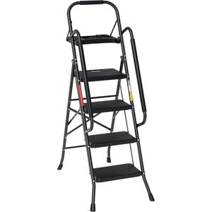 siwitec Steel Step Step with 3 Steps, Anthracite, Small Ladder with Non-Slip Mats, 150 kg Load Capacity, TÜV/GS Certified, Step Stool