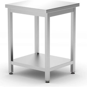 Hendi Centrale werktafel met schap - roestvast staal - verstelbare poten - 600x600x850 mm