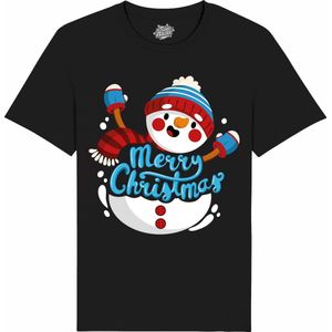 Sneeuwman - Foute kersttrui kerstcadeau - Dames / Heren / Unisex Kleding - Grappige Kerst, Oud en Nieuw en winter Outfit - T-Shirt - Unisex - Zwart - Maat XL