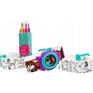 Littlest Pet Shop 4837 DIGITALE HORLOGE + 2 BANDJES OM ZELF IN TE KLEUREN EN 4 STIFTEN