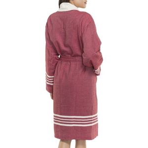 Gevoerde Hamam Badjas Krem Sultan Bordeaux - XL - Hotelkwaliteit - Sjaalkraag - Luxe badjas - Badstof - Sauna Badjas - Ochtendjas - Badmantel