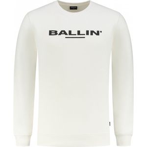 Ballin Amsterdam - Heren Slim fit Sweaters Crewneck LS - Off White - Maat XS