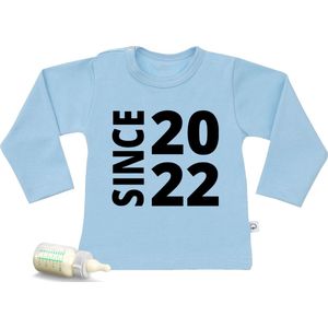 Baby t Shirt Since 2022 - Blauw - Lange mouw - Maat 50/56
