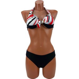 Dames Bikini - figuren - mix kleur Rood zwart wit - 2 delig - model 2 -S/M