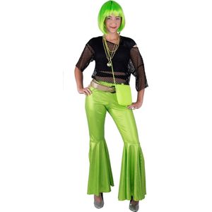 Funny Fashion - Jaren 80 & 90 Kostuum - Gifgroene Disco Knaller Broek Vrouw - Groen - Maat 40-42 - Carnavalskleding - Verkleedkleding