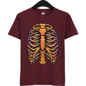 Pumpkin Bones - Halloween Ribbenkast Dames / Heren Unisex T-shirt - Grappig Kostuum Shirt Idee Voor Volwassenen - T-Shirt - Unisex - Burgundy - Maat S