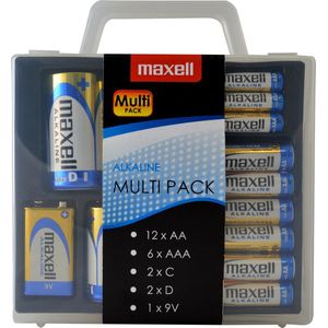 Maxell Alkaline multi pack AA - AAA - C - D - 9V batterijen voordeel batterijen doos