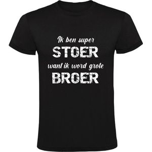 Ik ben super stoer want ik word grote broer Heren T-shirt | broertje | jongen | aankondiging | bekend maken | zwanger