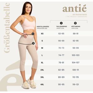 Antié AN-AN60-101-LE Dames Capri Leggings - Sport - Vrijetijdsbroek - 3/4 Lengte - Katoen - Sporbroek - Yogabroek - Wit - M