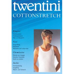 2 heren singlets van Twentini elastisch katoen hemd wit maat L