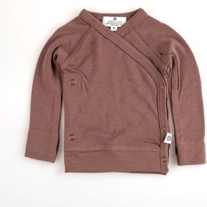 Baby wollen overslag trui – Merinowol - Twilight Mauve- 56 - 0 tot 3 maanden