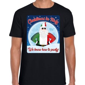 Fout Italie Kerst t-shirt / shirt - Christmas in Italy we know how to party - zwart voor heren - kerstkleding / kerst outfit XXL