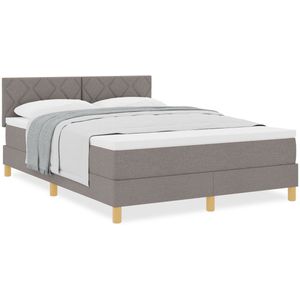 vidaXL - Boxspringbed - met - Matras - Taupe - 140x200 - cm - Stof