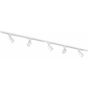 1-Mono Fase Railverlichting - GU10 Fitting – 200cm – I-vorm - 5 spots - Railsysteem– Wit