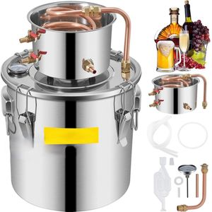 Destilleerapparaat - Destilleerketel - Distilleerketel voor Alcohol - Destilleerapparaat Etherische Olie - Maak zelf Bier, Wijn of Sterke Drank - Grijs - 12 Liter