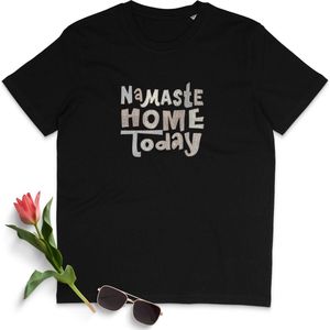 T Shirt Heren - Yoga Namaste - Korte Mouw - Zwart - Maat S