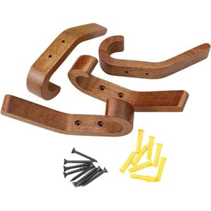 Houten kledinghaken set van 4 - 155 mm - walnootkleurige J-haken