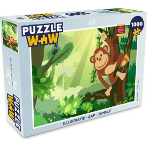 Puzzel Aap - Jungle - Jongens - Meisjes - Bloemen - Kids - Legpuzzel - Puzzel 1000 stukjes volwassenen