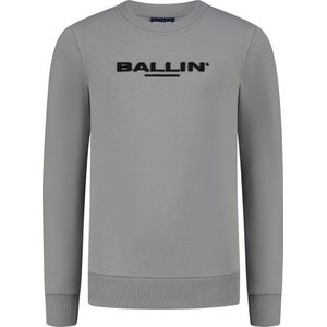 Ballin Amsterdam - Jongens Slim fit Sweaters Crewneck LS - Grey Pl - Maat 6