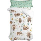 Dekbedovertrek set HappyFriday Moshi Moshi Happy Sloth Multicolour Bed van 80/90 2 Onderdelen