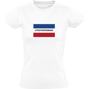 Trots op de boer Dames t-shirt| nederland| boerderij| vlag | dieren|eten|landbouw|