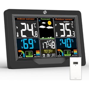 Equivera Weerstation Binnen en Buiten - Weerstation - Draadloos - Thermometer, Barometer, Hygrometer - Buitensensor - Temperatuur - Weersvoorspelling