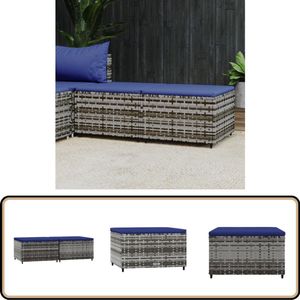 vidaXL Voetenbank 2 stuks - Poly Rattan - Inclusief Kussens Voetenbank - Tuinset - Lounge Set - Buitenleven - Relaxen