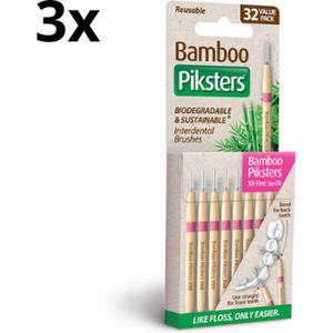 3x Piksters Bamboe Rechte Ragers - Maat 00 XX - Fijn Roze - 32 stuks
