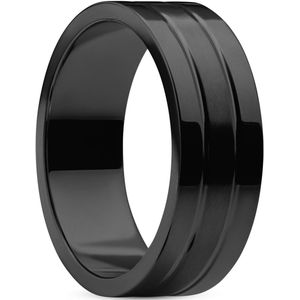 Lucleon - Heren - Roestvrij Staal Ringen - Zwart