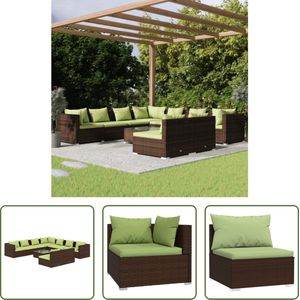 The Living Store Loungeset Poly Rattan - Bruin - 60x60x30 cm - Modulair design