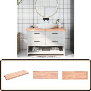 vidaXL Wastafelblad - 120x40 cm - Massief Hout - Lichtbruin Wastafelblad - Eikenhouten Wastafelblad - Keukenblad - Wasbakblad - Badkamermeubel